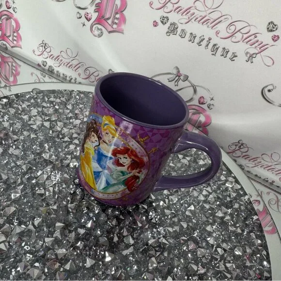 Disney princess mug drinkware sparkly purple princesses cup brand new cute - Picture 3 of 4